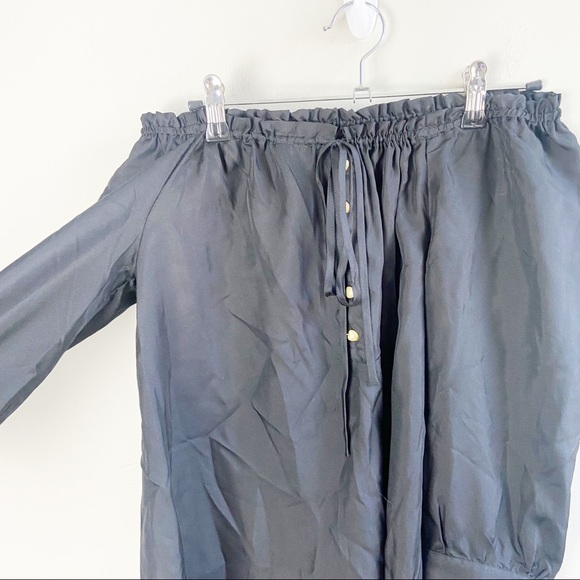 Juicy Couture Black Silk Off-Shoulder Blouse - Picture 2 of 6